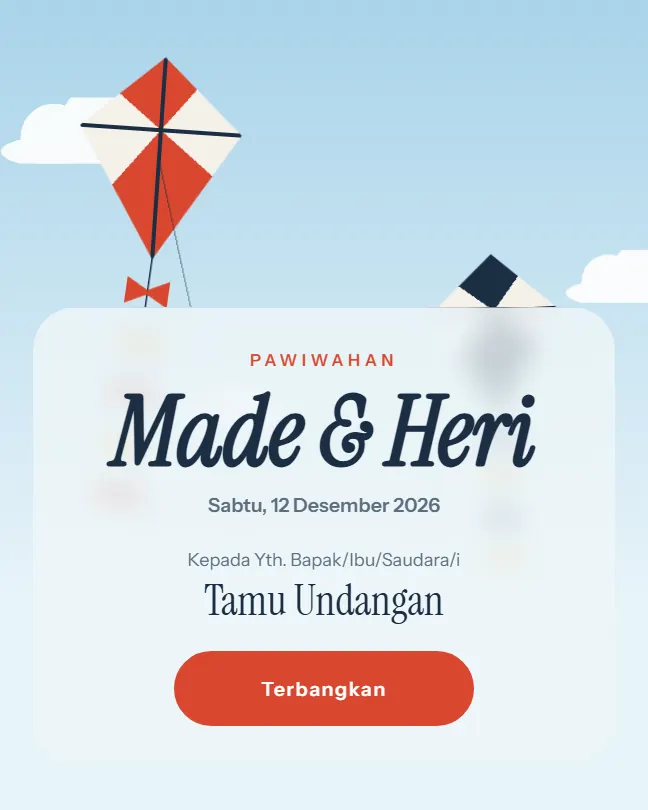 Sampul undangan pawiwahan template Layang warna Langit