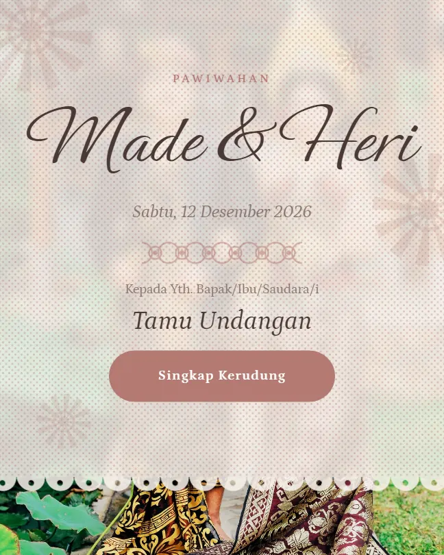 Sampul undangan pawiwahan template Renda warna Gading